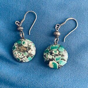 Turquiose and multicolor beaded earrings